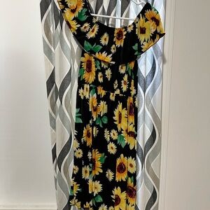 Floral Black and Yellow Maxi Dress New